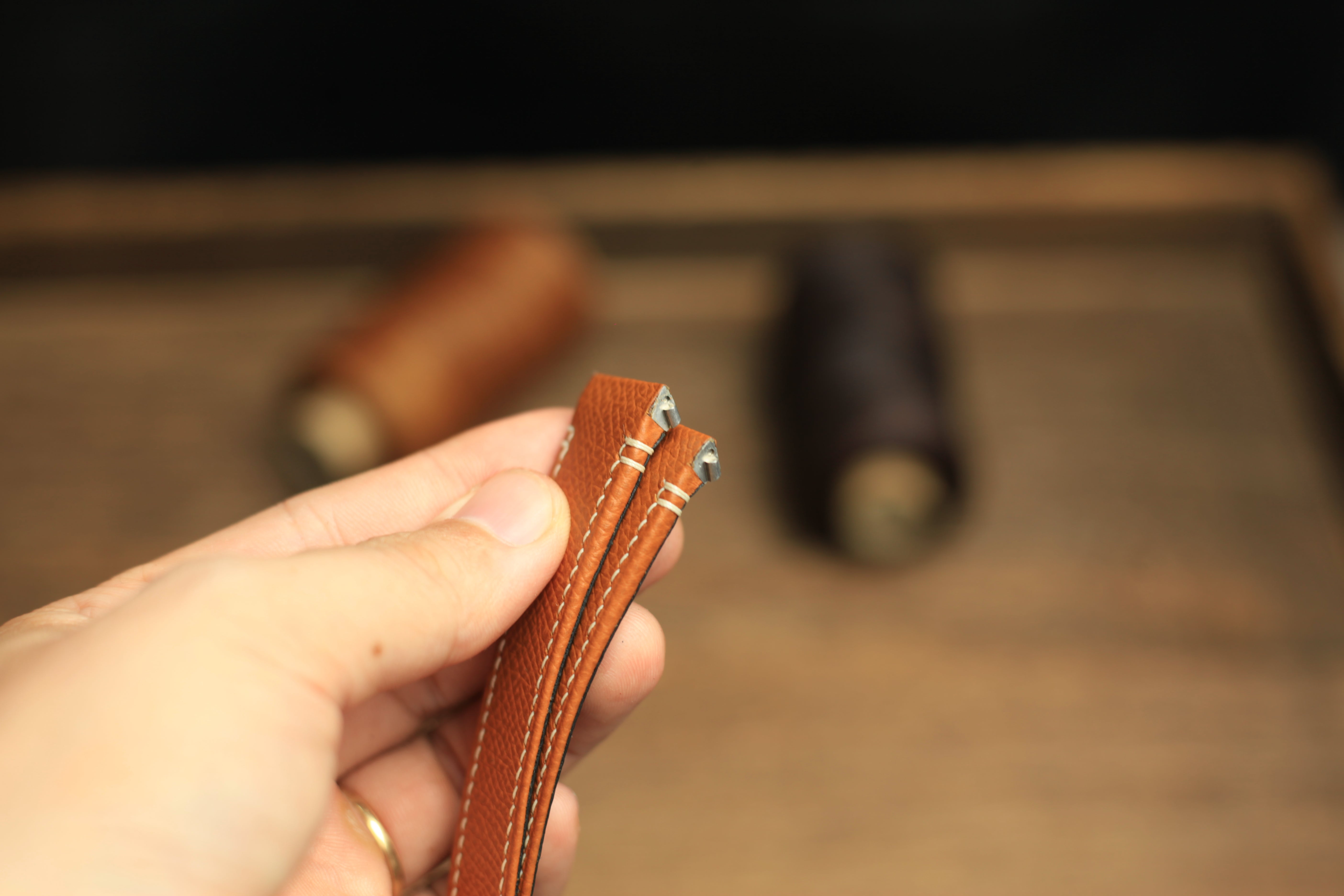 Gold Brown Epsom Leather Santos De Cartier Watch Strap