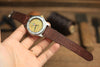 ROW-STITCH PUEBLO COFFEE BROWN LEATHER HANDMADE WATCH STRAP, QUICK RELEASE