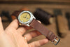 ROW-STITCH PUEBLO TOBACCO BROWN LEATHER HANDMADE WATCH STRAP, QUICK RELEASE