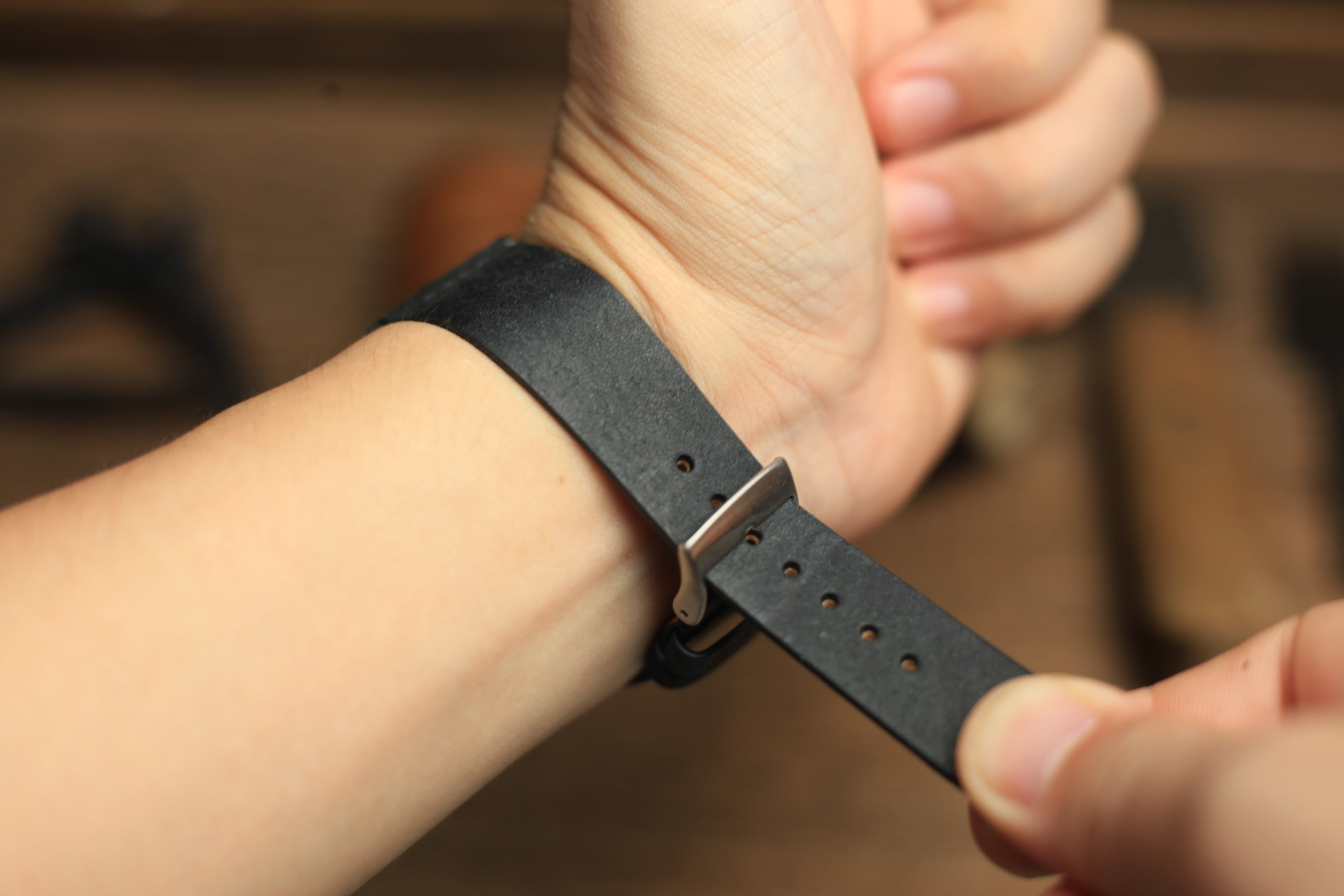 Row-Stitch Pueblo Black Leather Quick Release Watch Strap