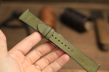 Row-Stitch Pueblo Olive Green Quick Release Watch Strap