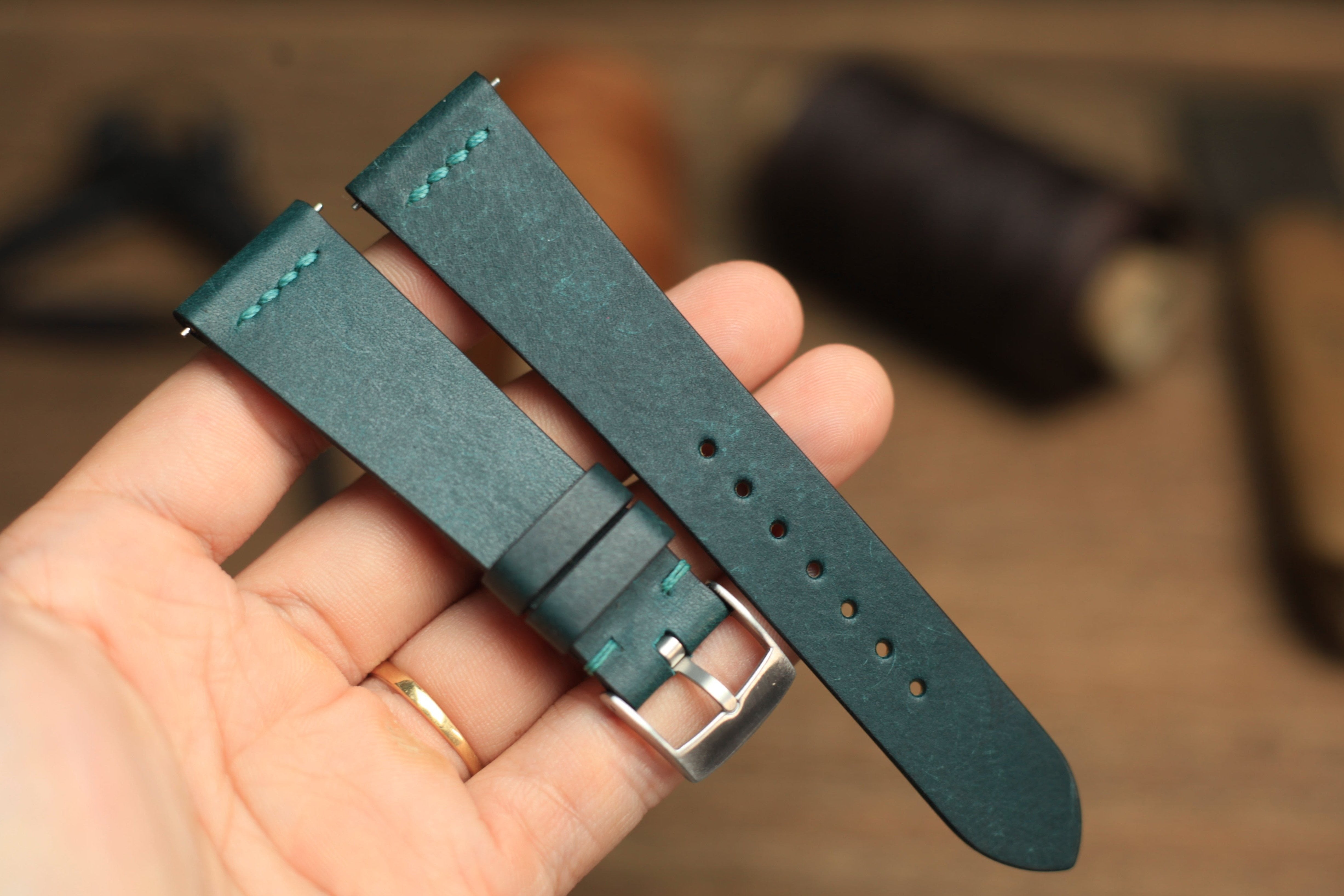 Row-Stitch Pueblo Deep Teal Green Quick Release Strap