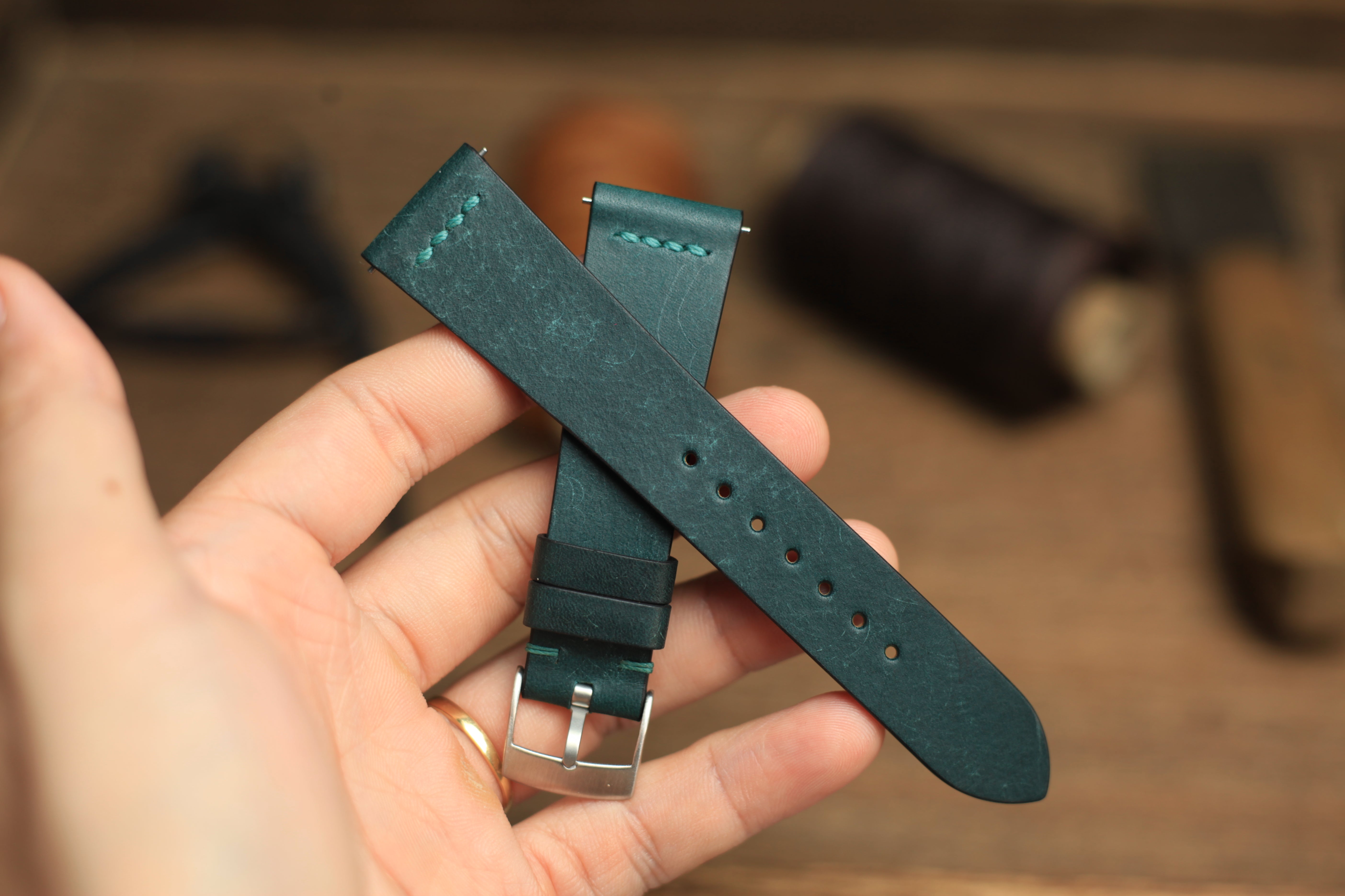Row-Stitch Pueblo Deep Teal Green Quick Release Strap