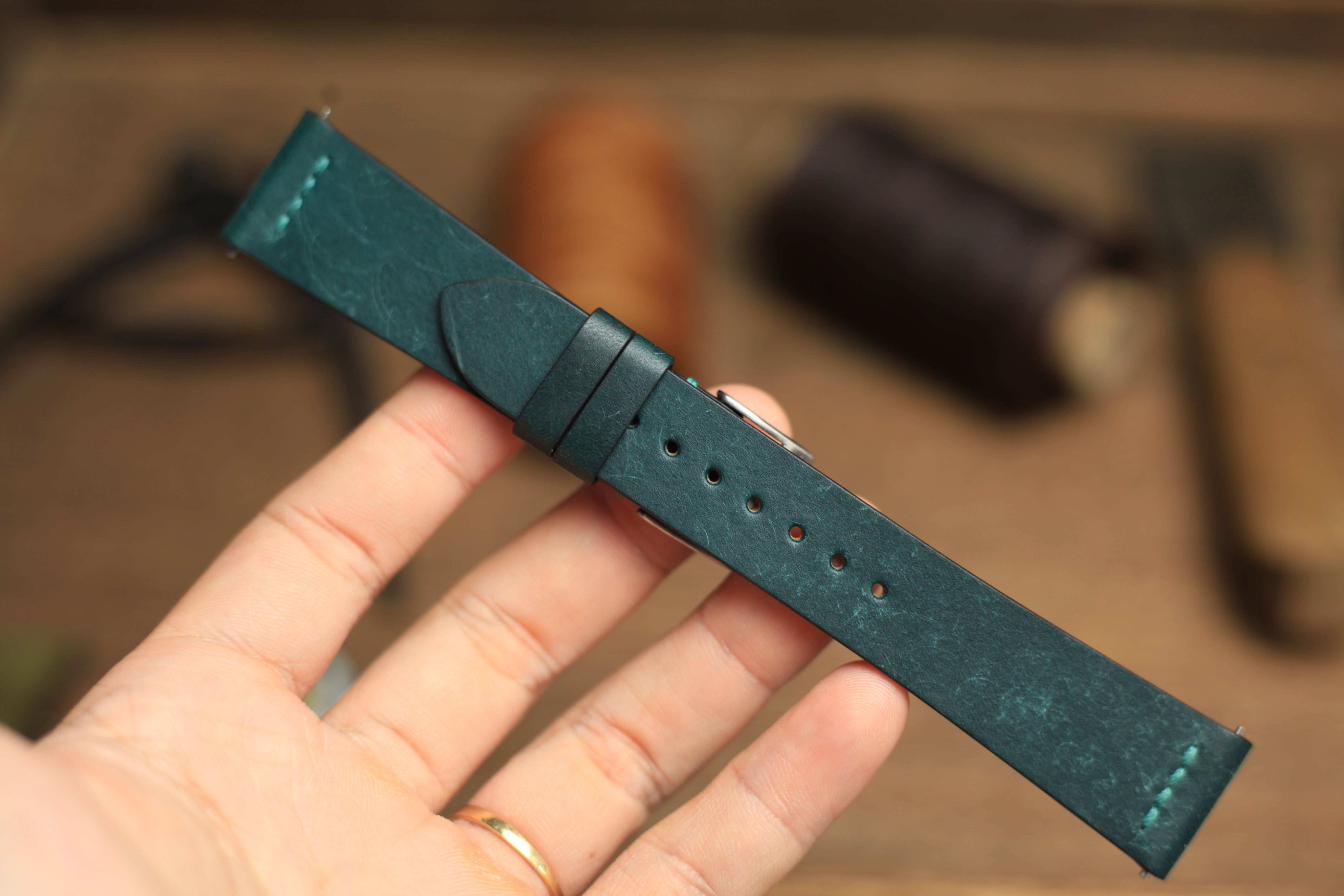 Row-Stitch Pueblo Deep Teal Green Quick Release Strap