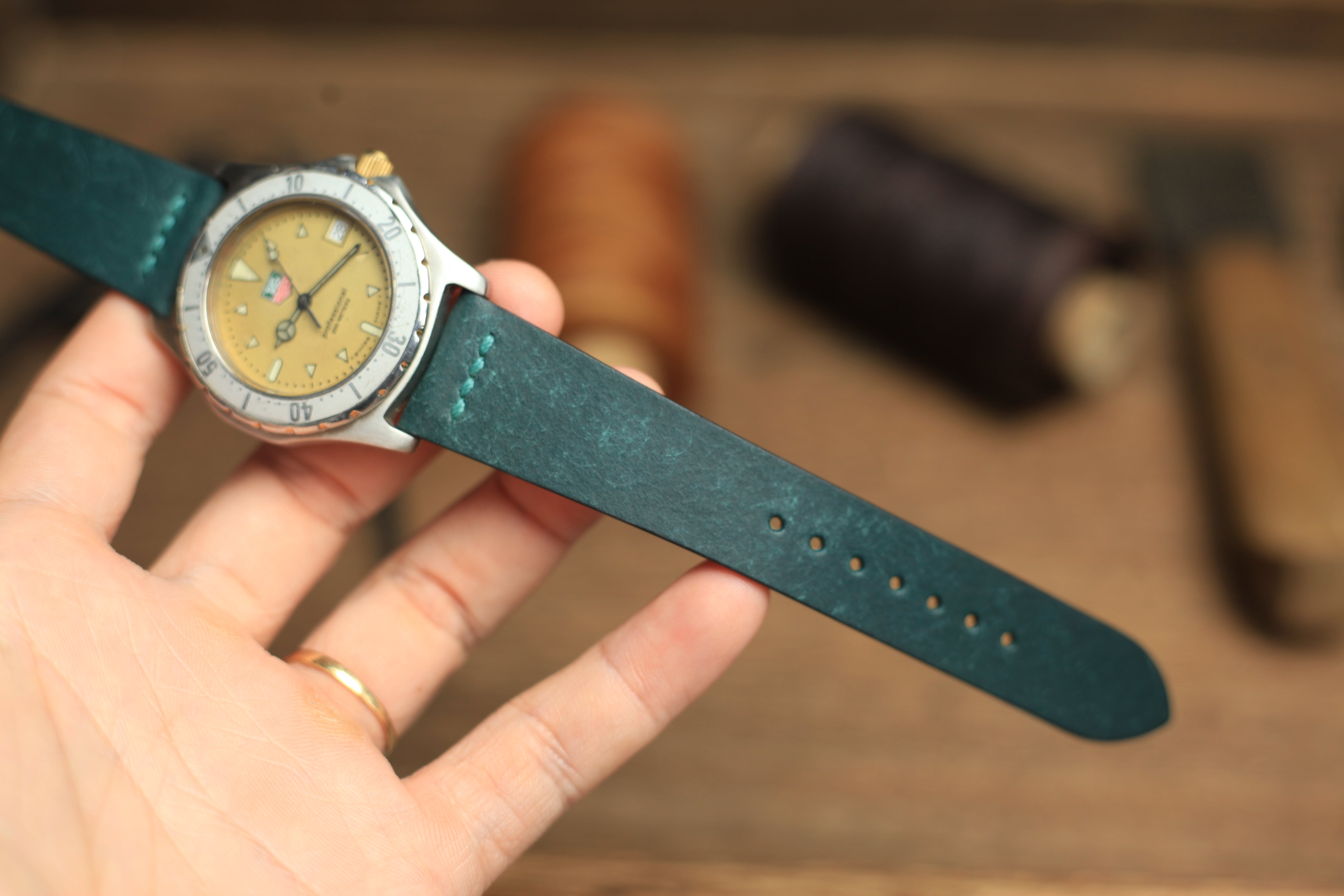 Row-Stitch Pueblo Deep Teal Green Quick Release Strap