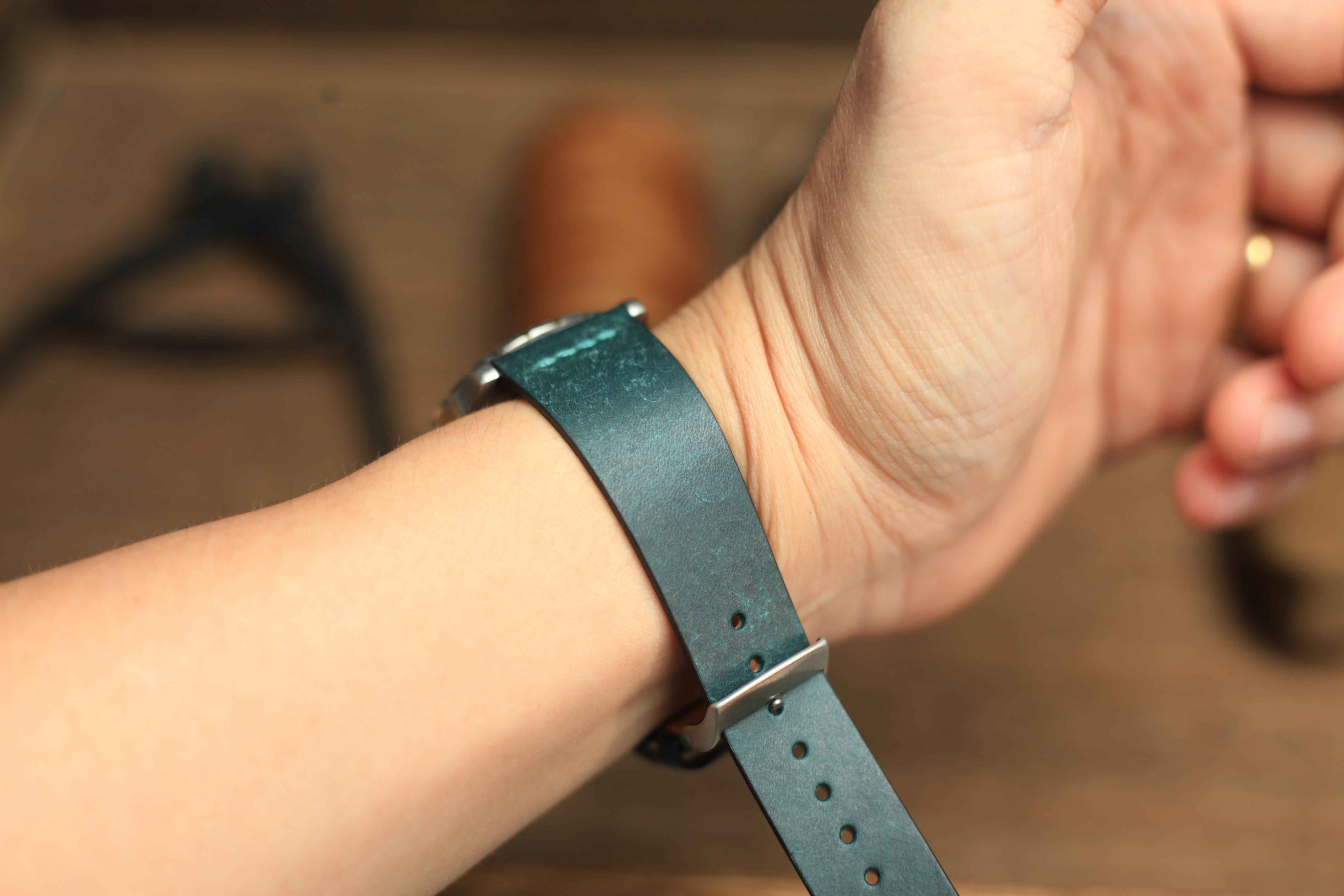 Row-Stitch Pueblo Deep Teal Green Quick Release Strap