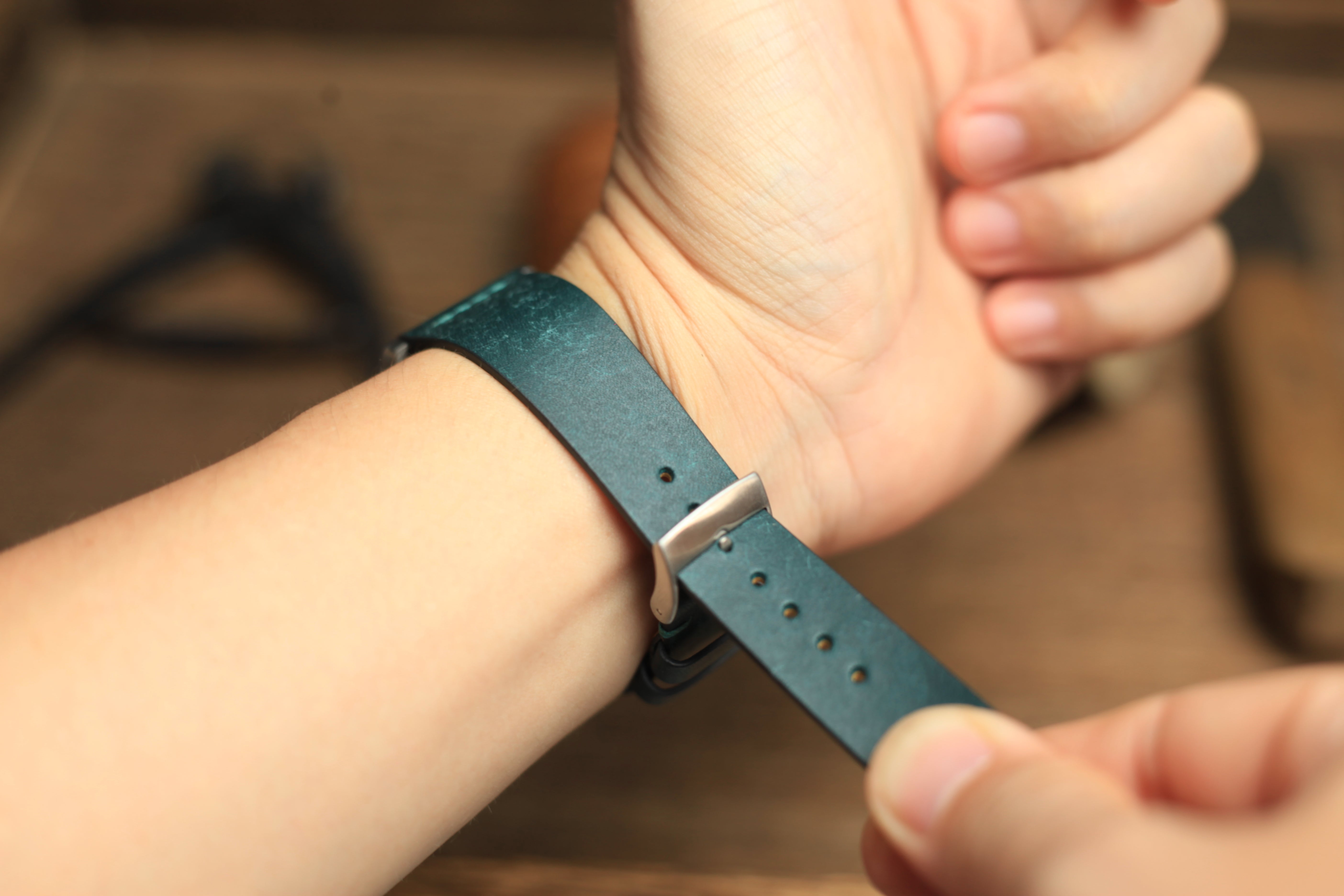 Row-Stitch Pueblo Deep Teal Green Quick Release Strap