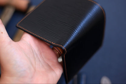 Bifold Men’s Wallet, Epi Black/Epsom Gold Brown Leather
