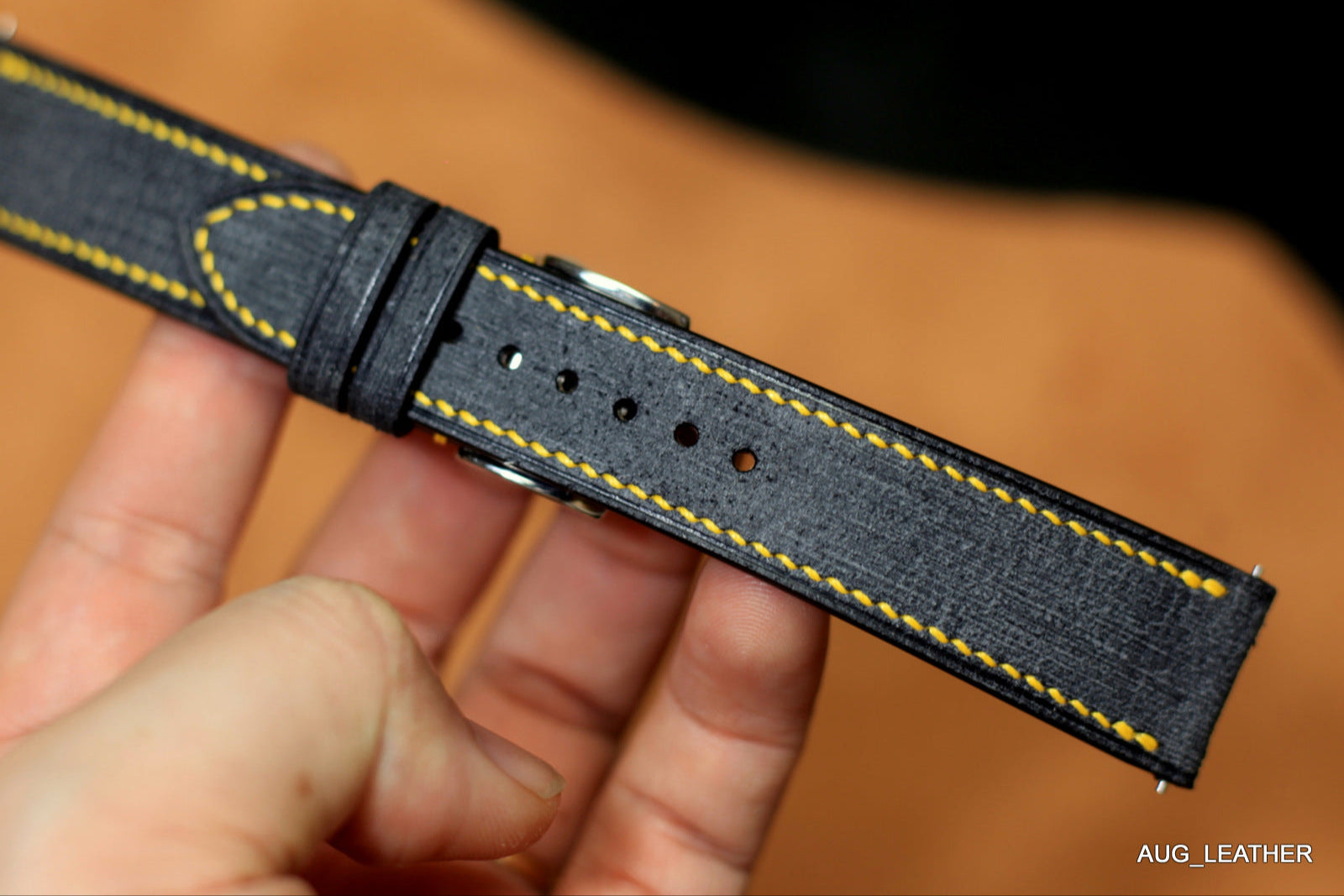 Dark Grey Babele Leather Handmade Watch Strap