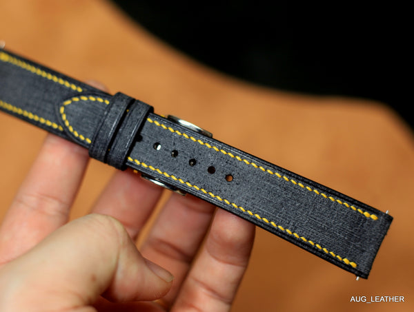 Dark Grey Babele Leather Watch Strap, Quick Release