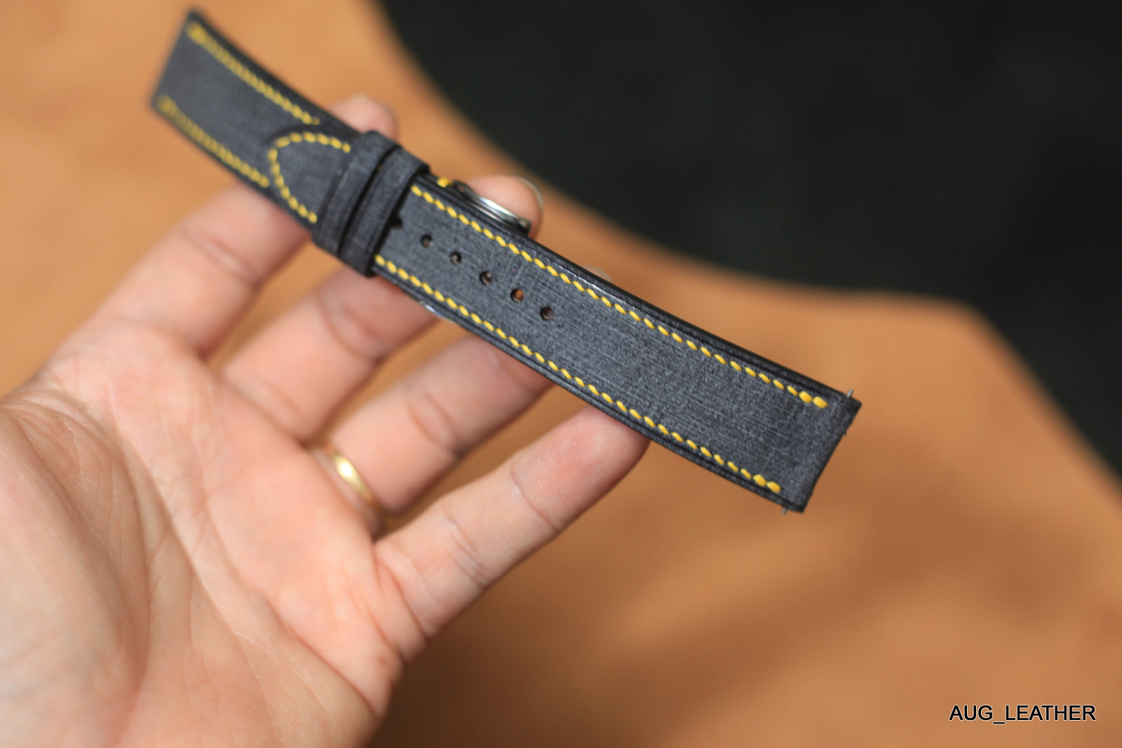 Dark Grey Babele Leather Handmade Watch Strap