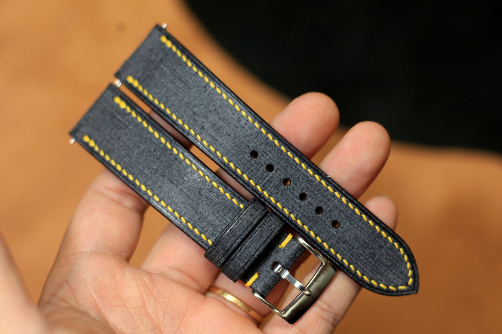 Dark Grey Babele Leather Handmade Watch Strap