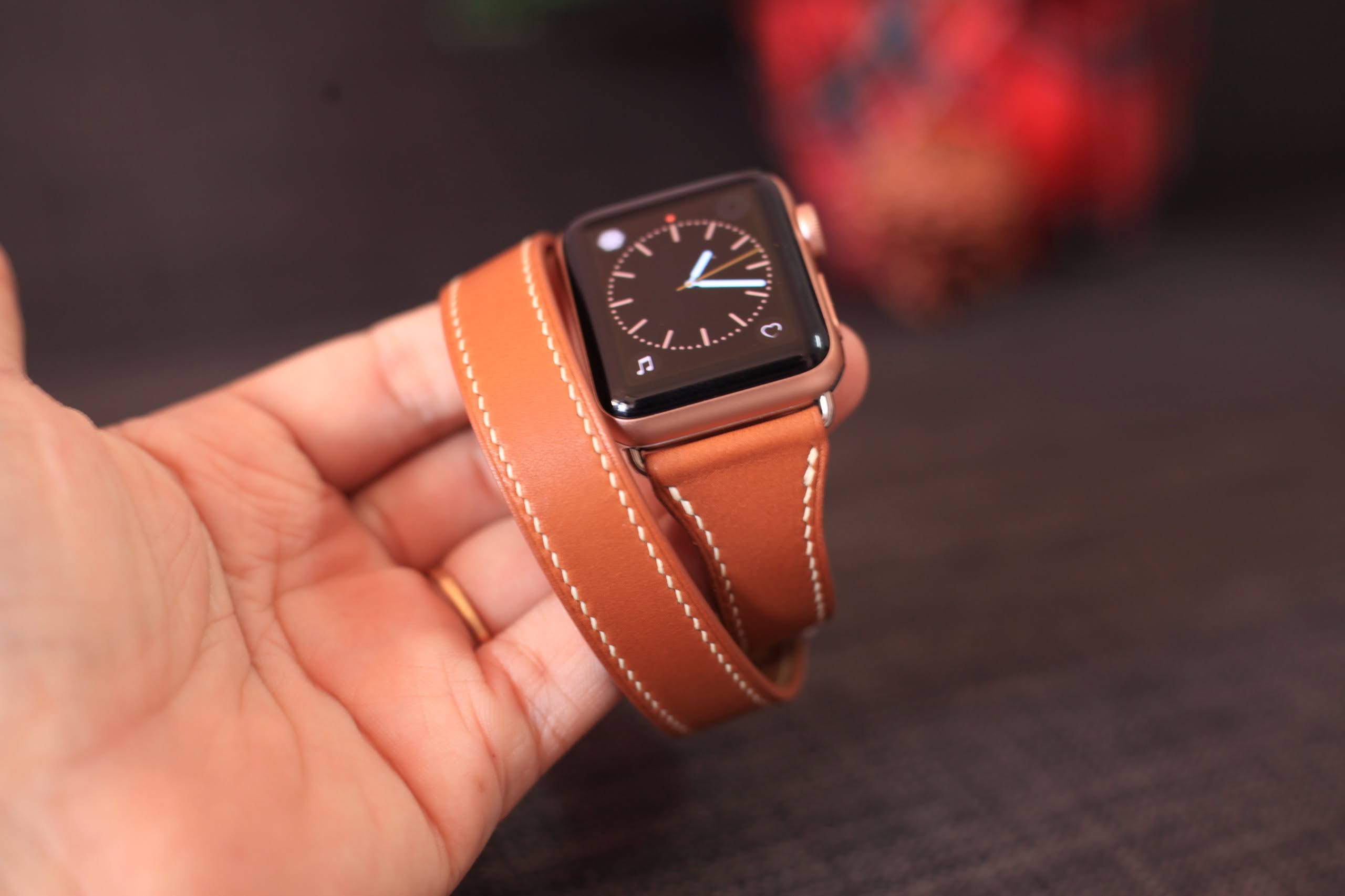Apple Watch Leather Double Tour Strap, Barenia Leather Band