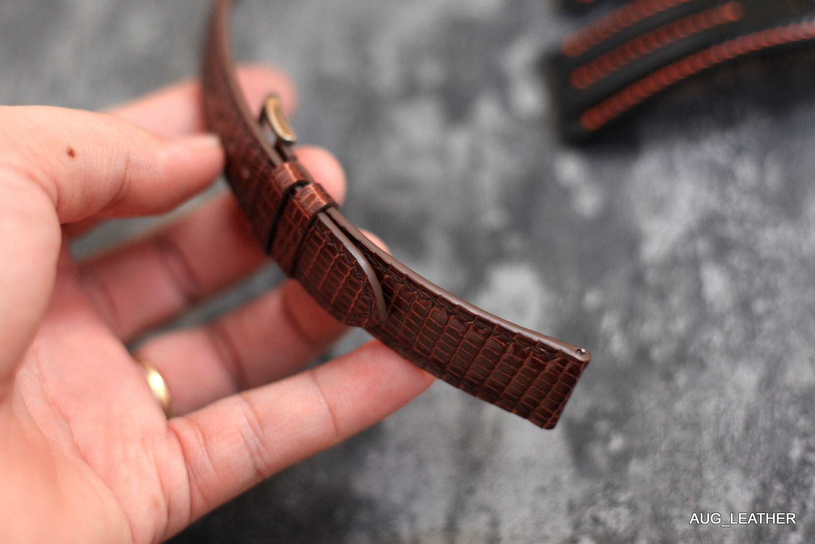 Brown Lizard Leather Watch Strap, Handmade Band