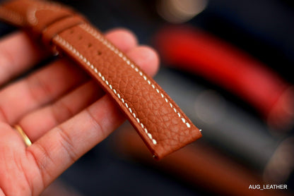 Togo Gold Brown Leather Watch Strap, Quick Release
