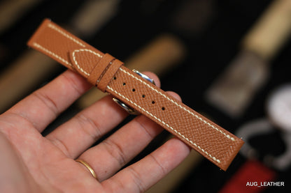 Gold Brown Leather Watch Strap, Quick Release
