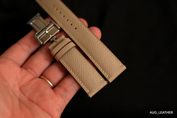 Epsom Leather Strap , Sand Color, Quick Release Spring Bar