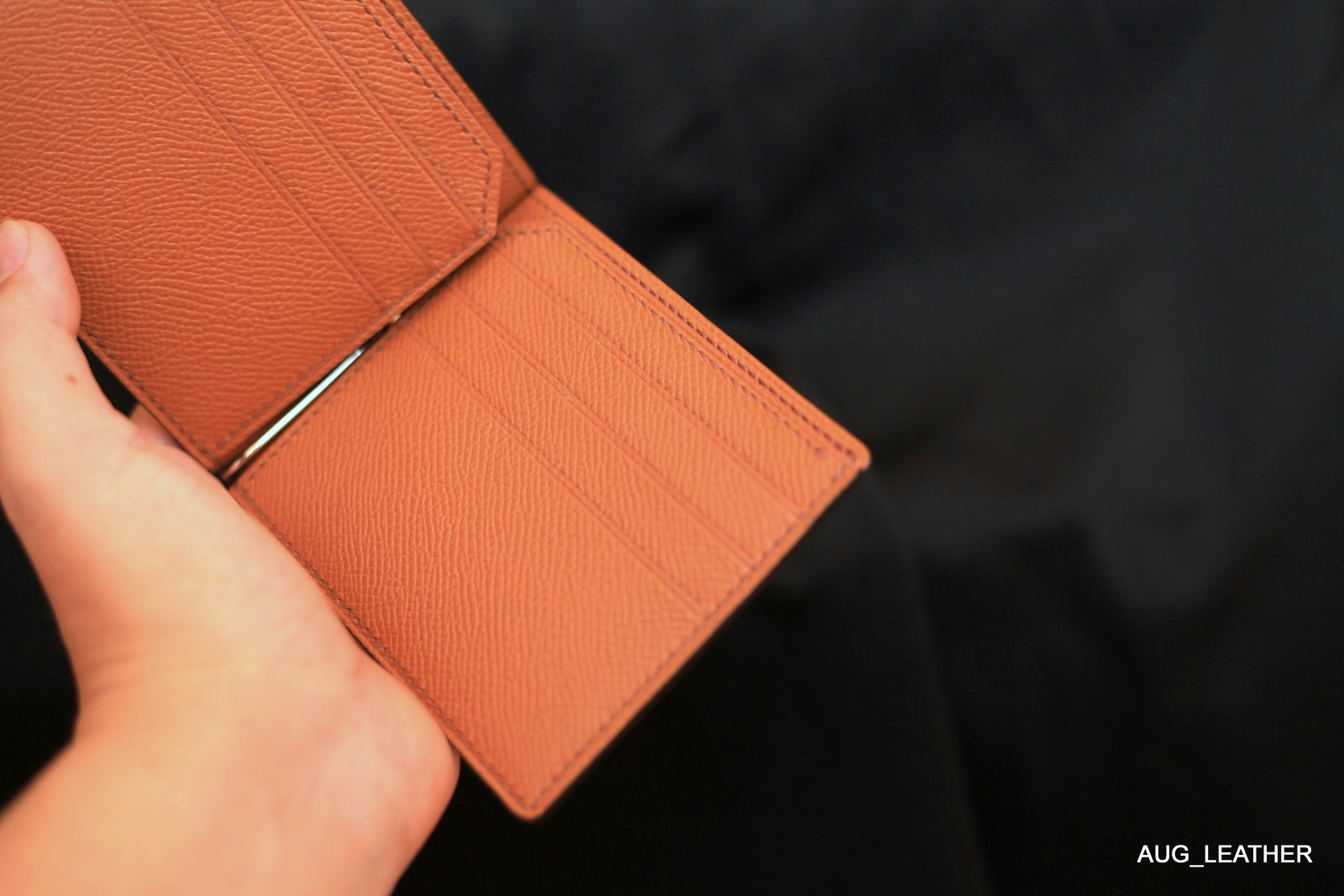 Money Clip Wallet, Black/goldbrown Epsom Leather