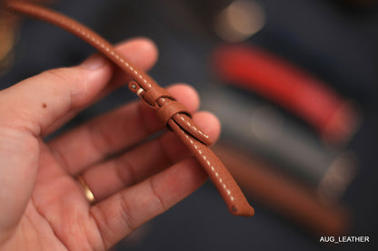 Togo Gold Brown Leather Watch Strap, Quick Release