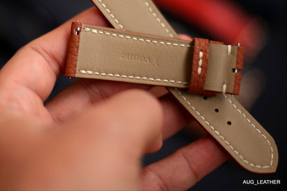 Togo Gold Brown Leather Watch Strap, Quick Release