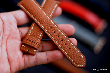 Togo Gold Brown Leather Watch Strap, Quick Release