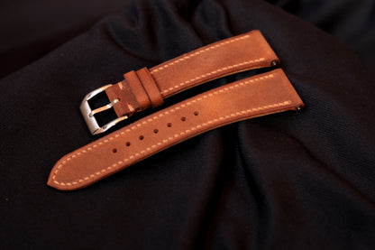 Leather Watch Strap, Waxy (Crazy Horse) Handmade Leather Watch Band