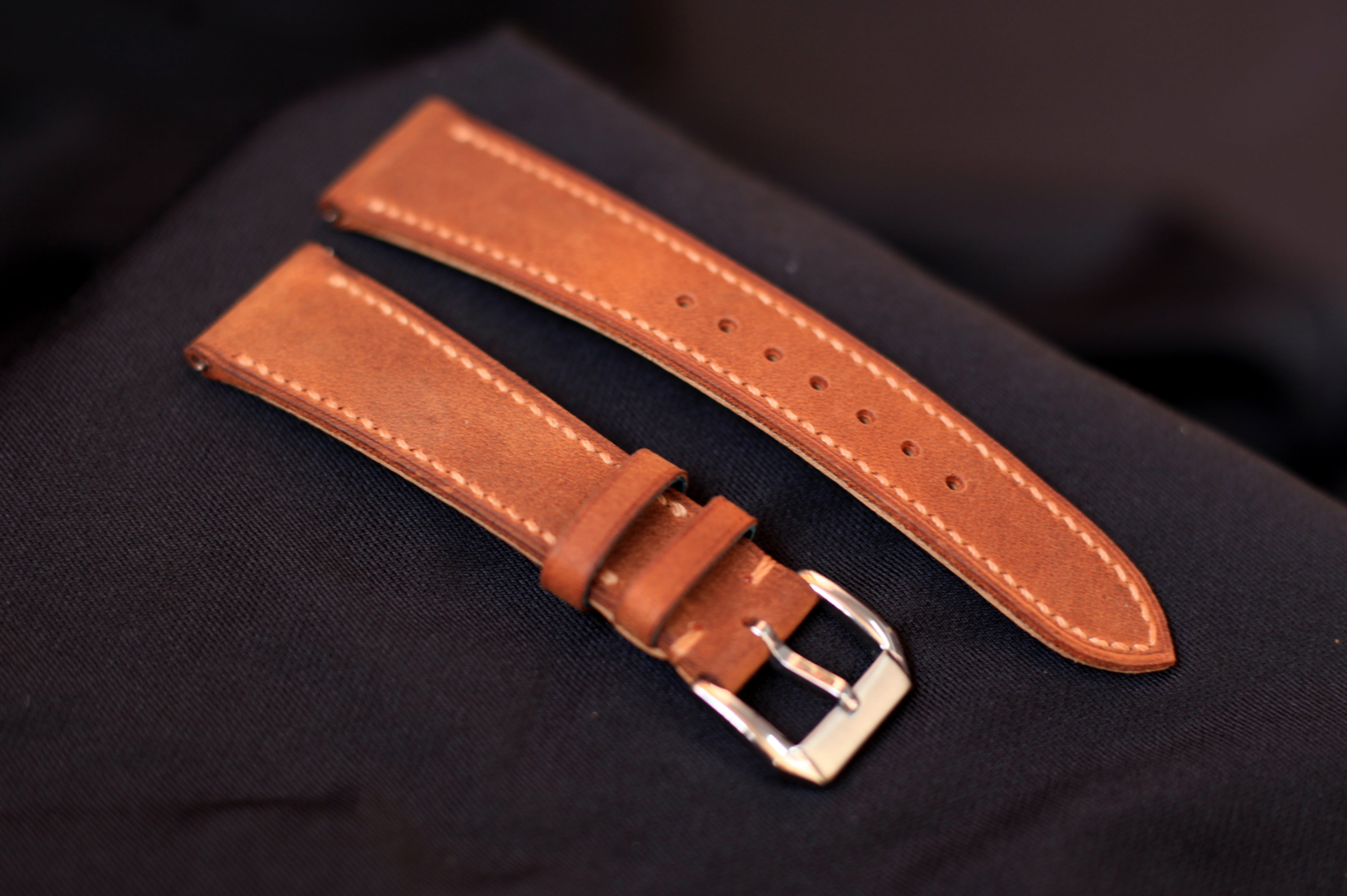 Leather Watch Strap, Waxy (Crazy Horse) Handmade Leather Watch Band