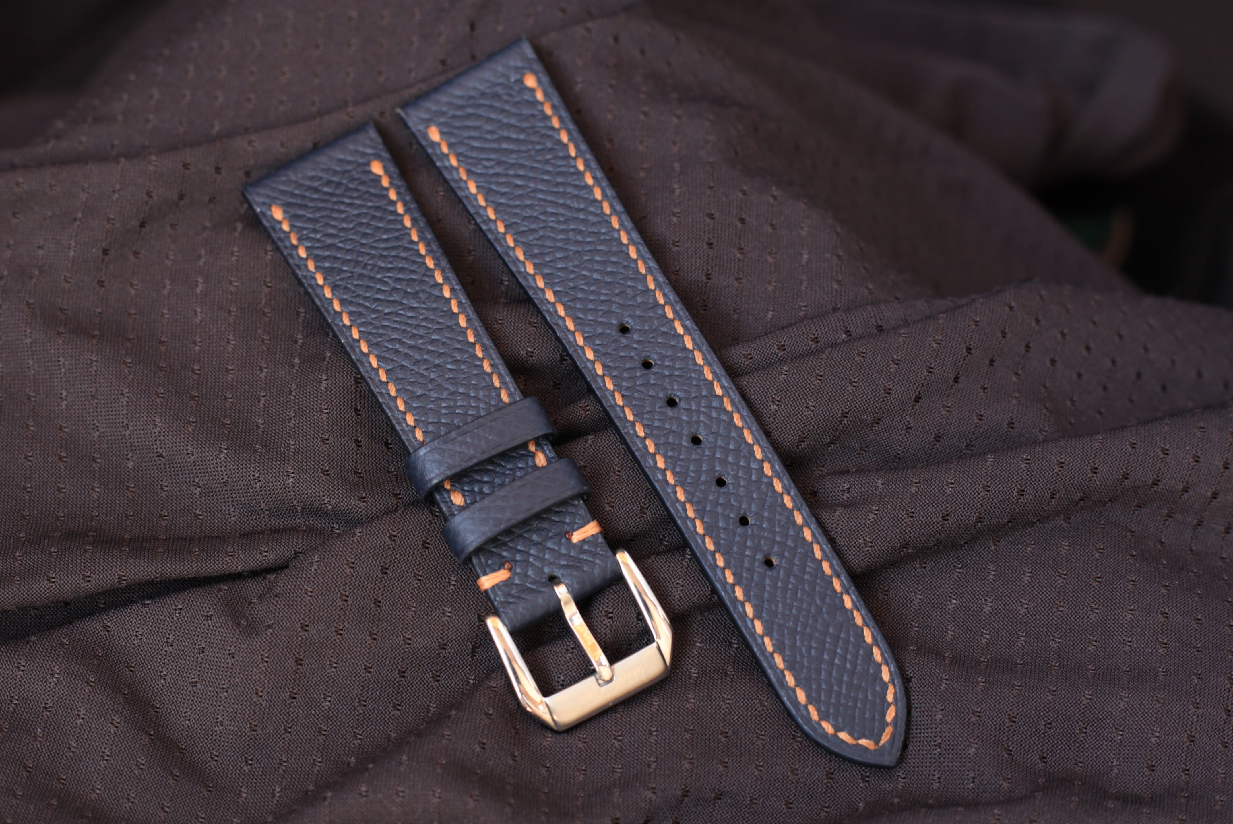Navy Blue Leather Watch Strap, Quick Release