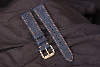 Leather Watch Strap, Dark Blue Epsom Leather Handmade Watch Band