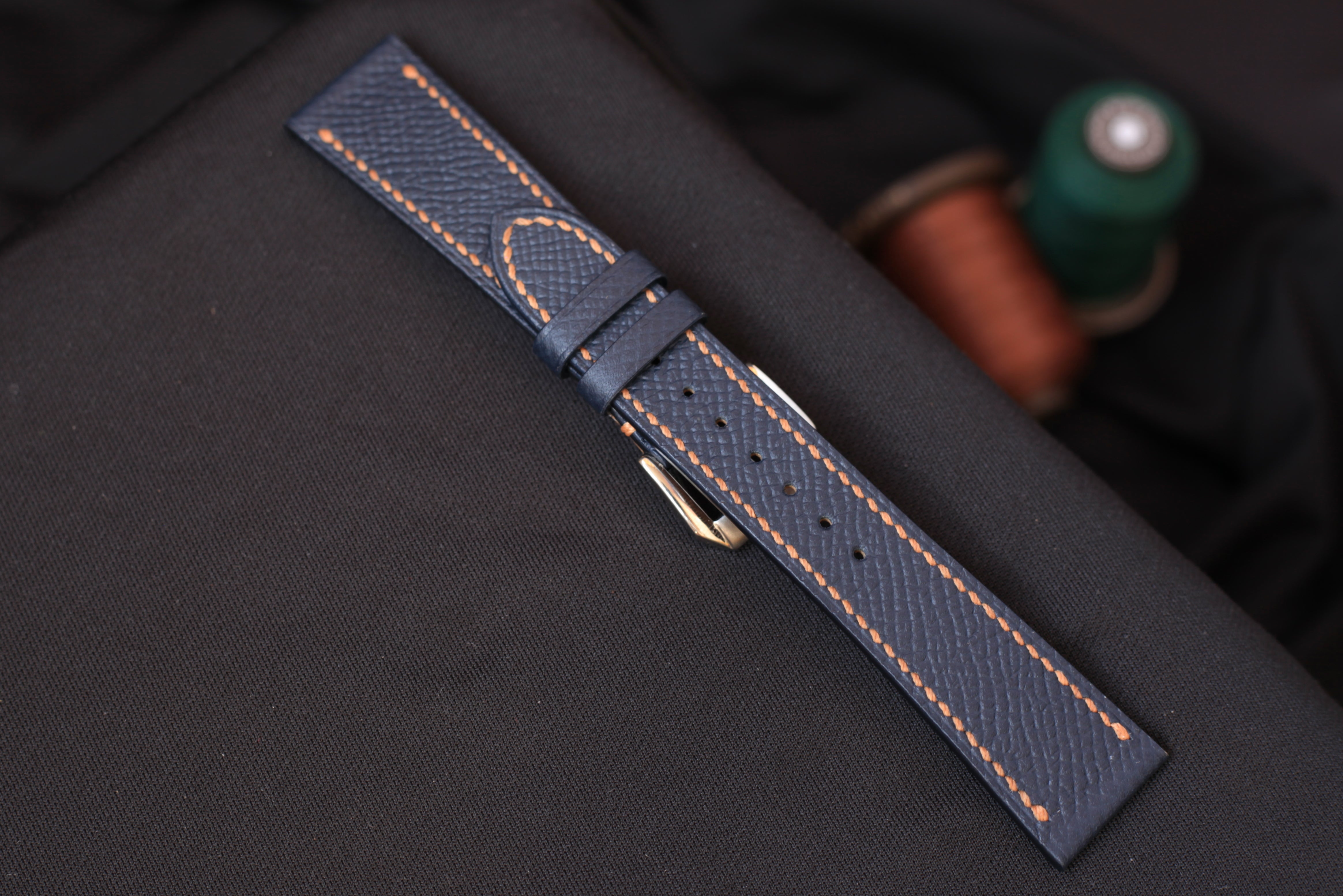 Navy Blue Leather Watch Strap, Quick Release