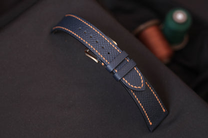 Leather Watch Strap, Dark Blue Epsom Leather Handmade Watch Band