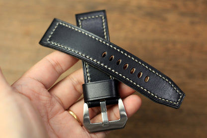 Handmade Black Vegtan Leather Panerai Watch Strap