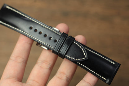 Black Shell Cordovan Leather Quick Release Watch Strap