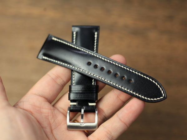 Black Shell Cordovan Leather Watch Band, Quick Release