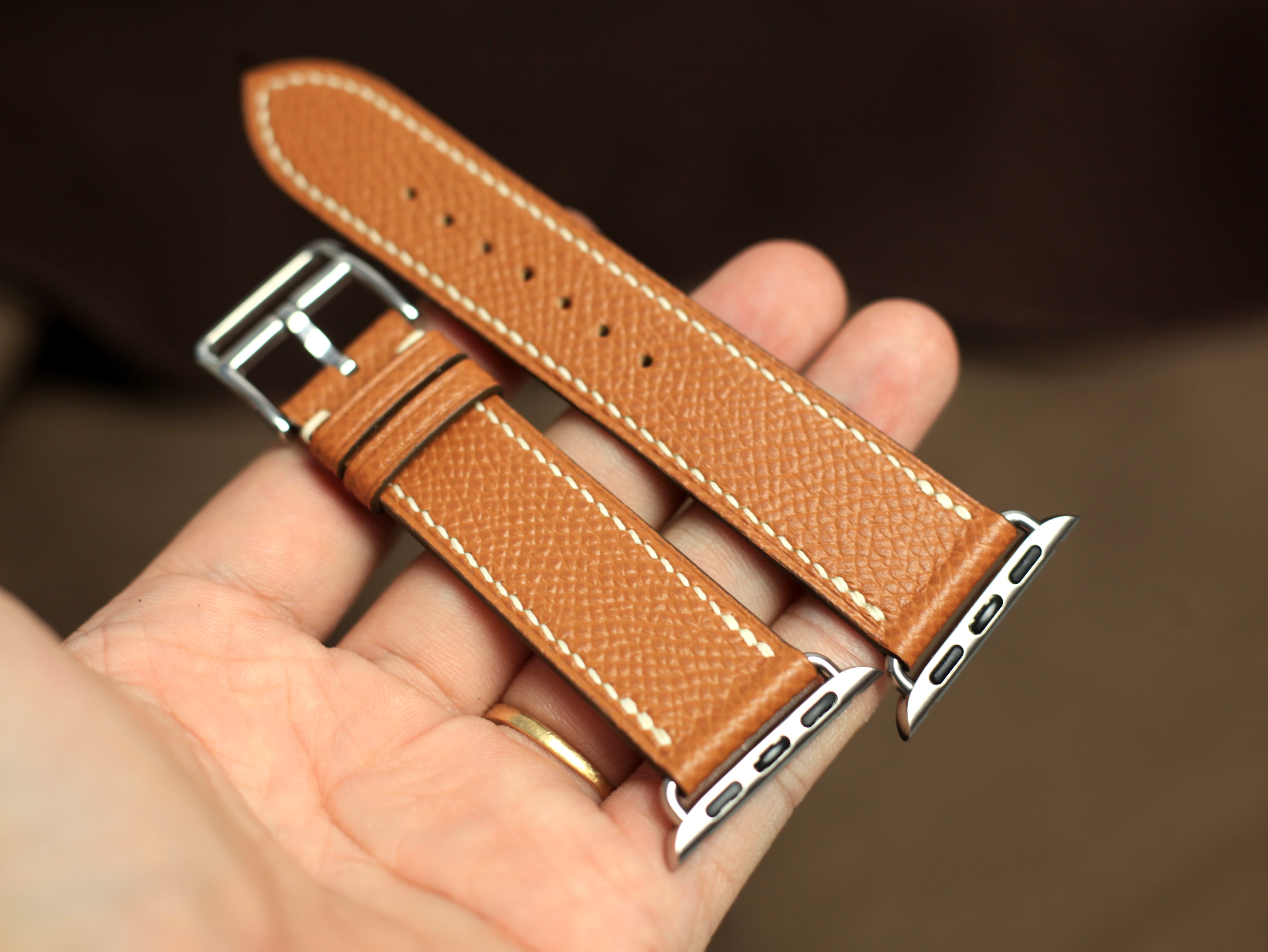 Apple Watch Leather Strap, Gold Brown Epsom Leather Band