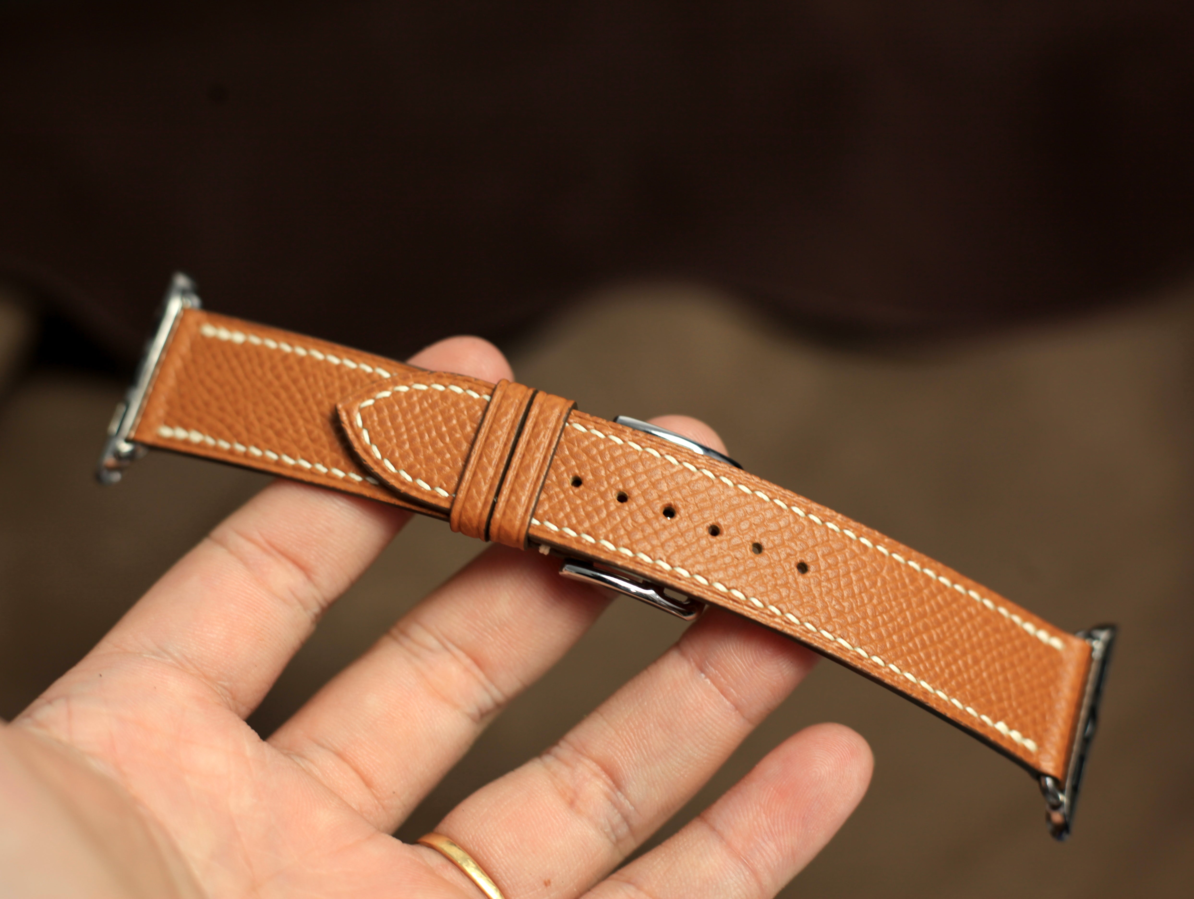 Apple Watch Leather Strap, Gold Brown Epsom Leather Band