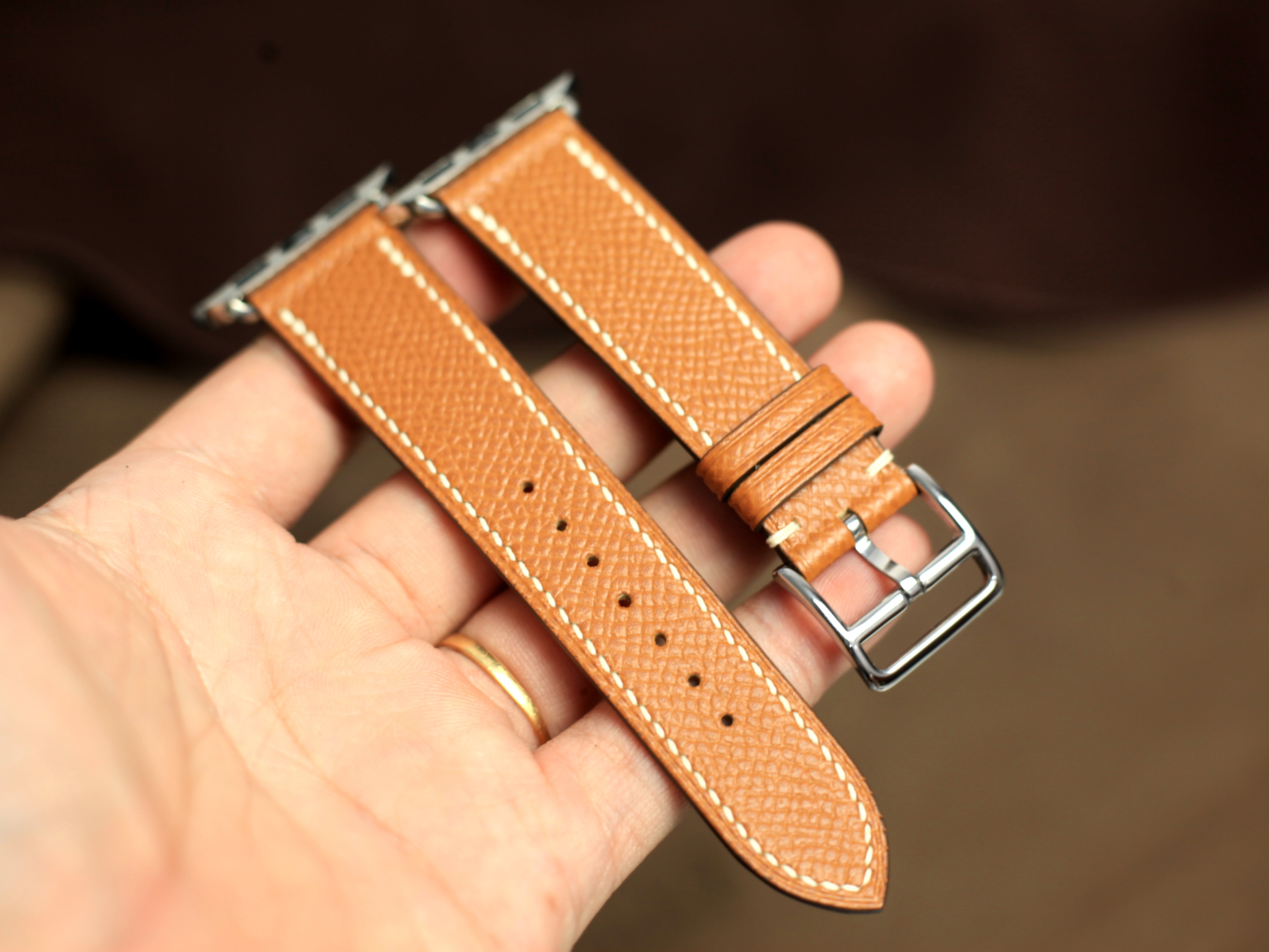 Apple Watch Leather Strap, Gold Brown Epsom Leather Band