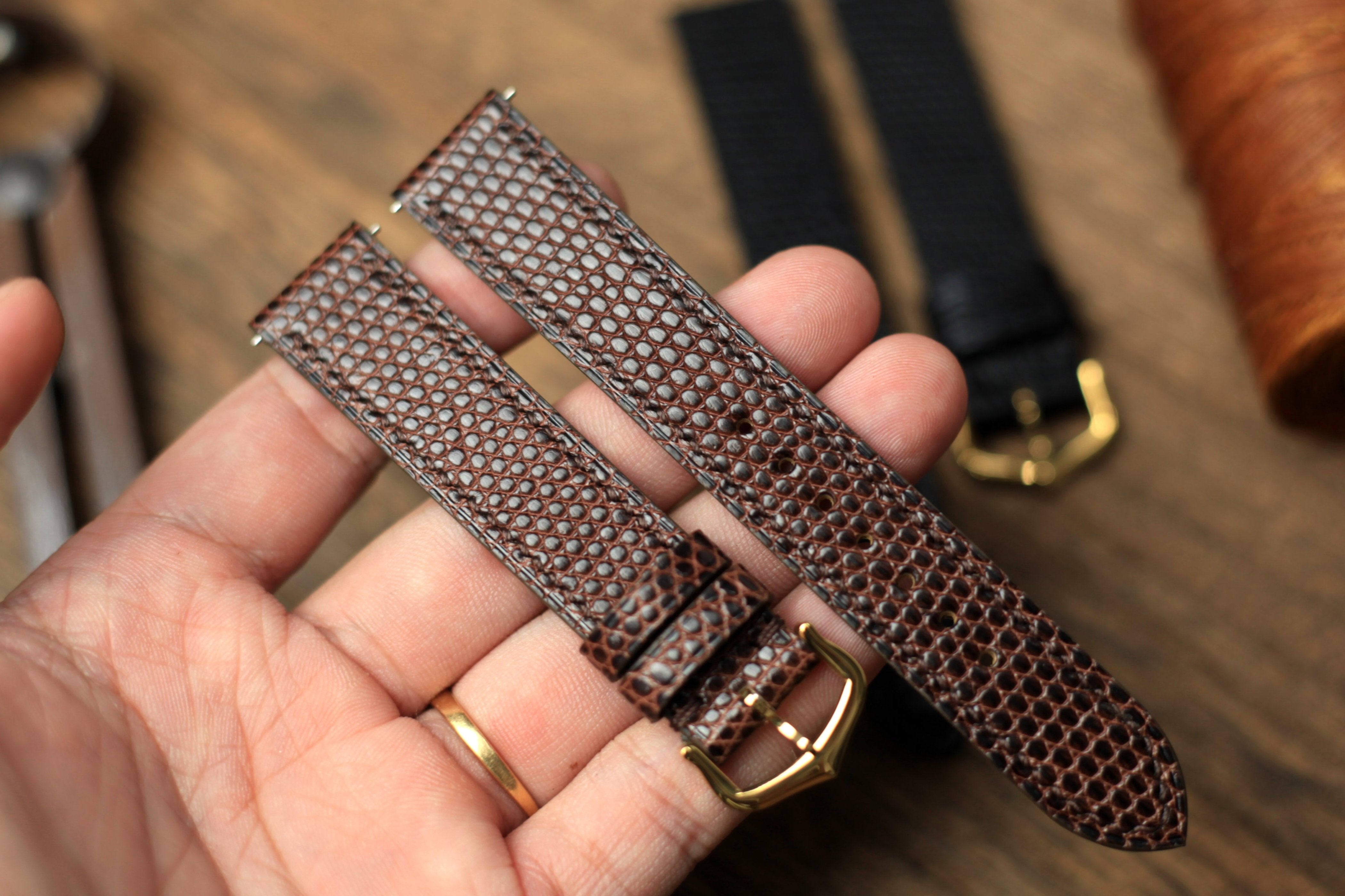 Dark Brown Lizard Leather Watch Strap