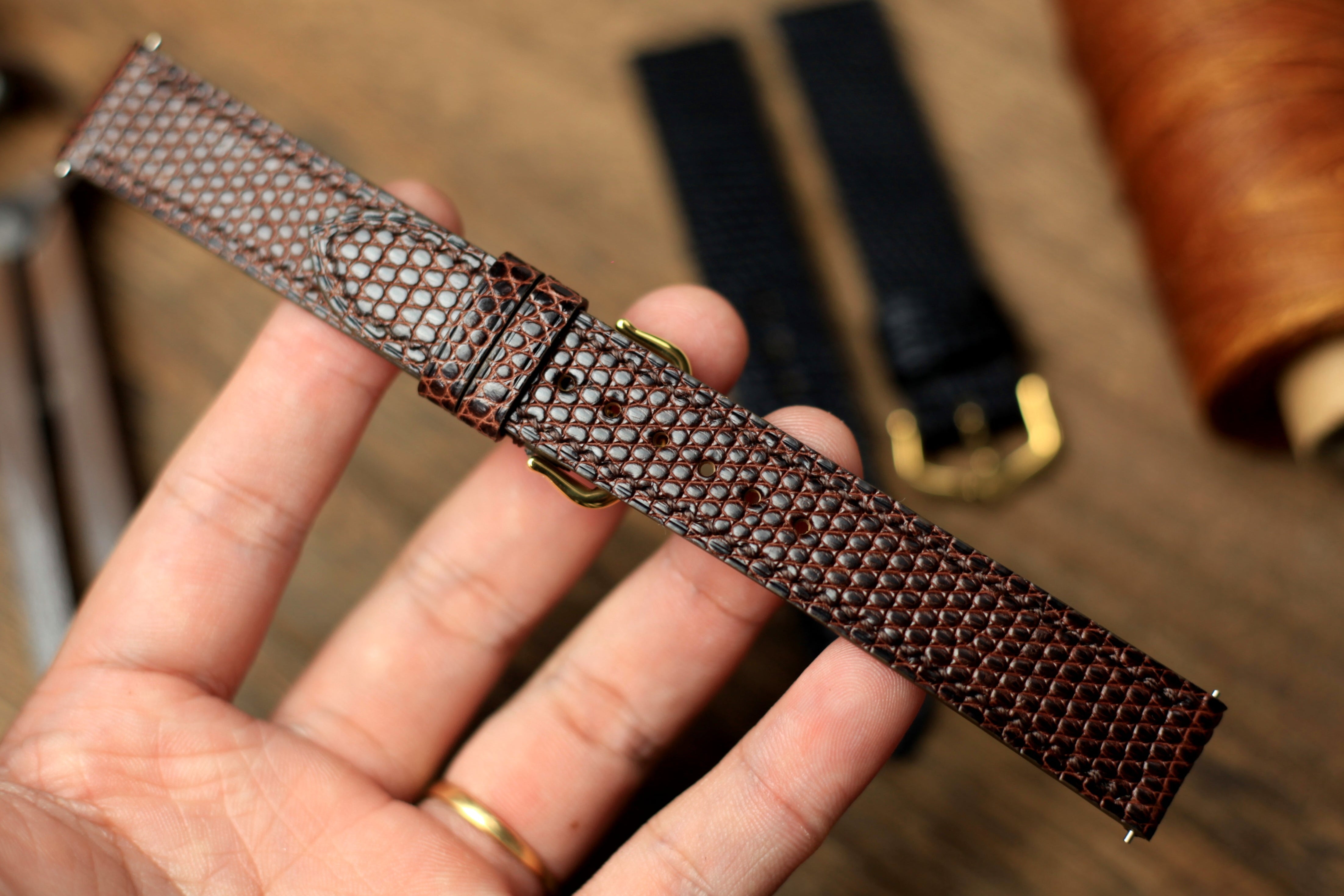 Dark Brown Lizard Leather Watch Strap