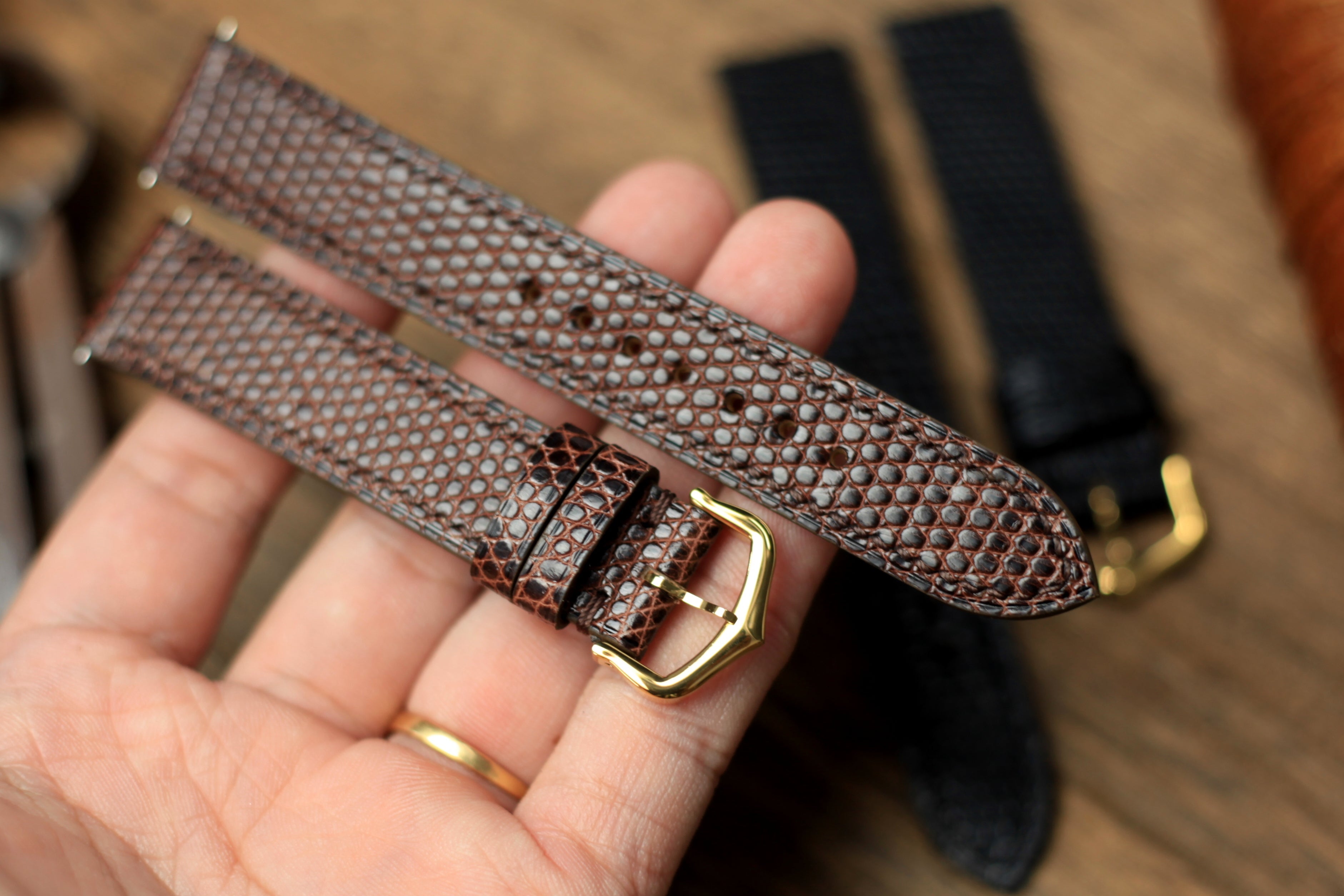 Dark Brown Lizard Leather Watch Strap