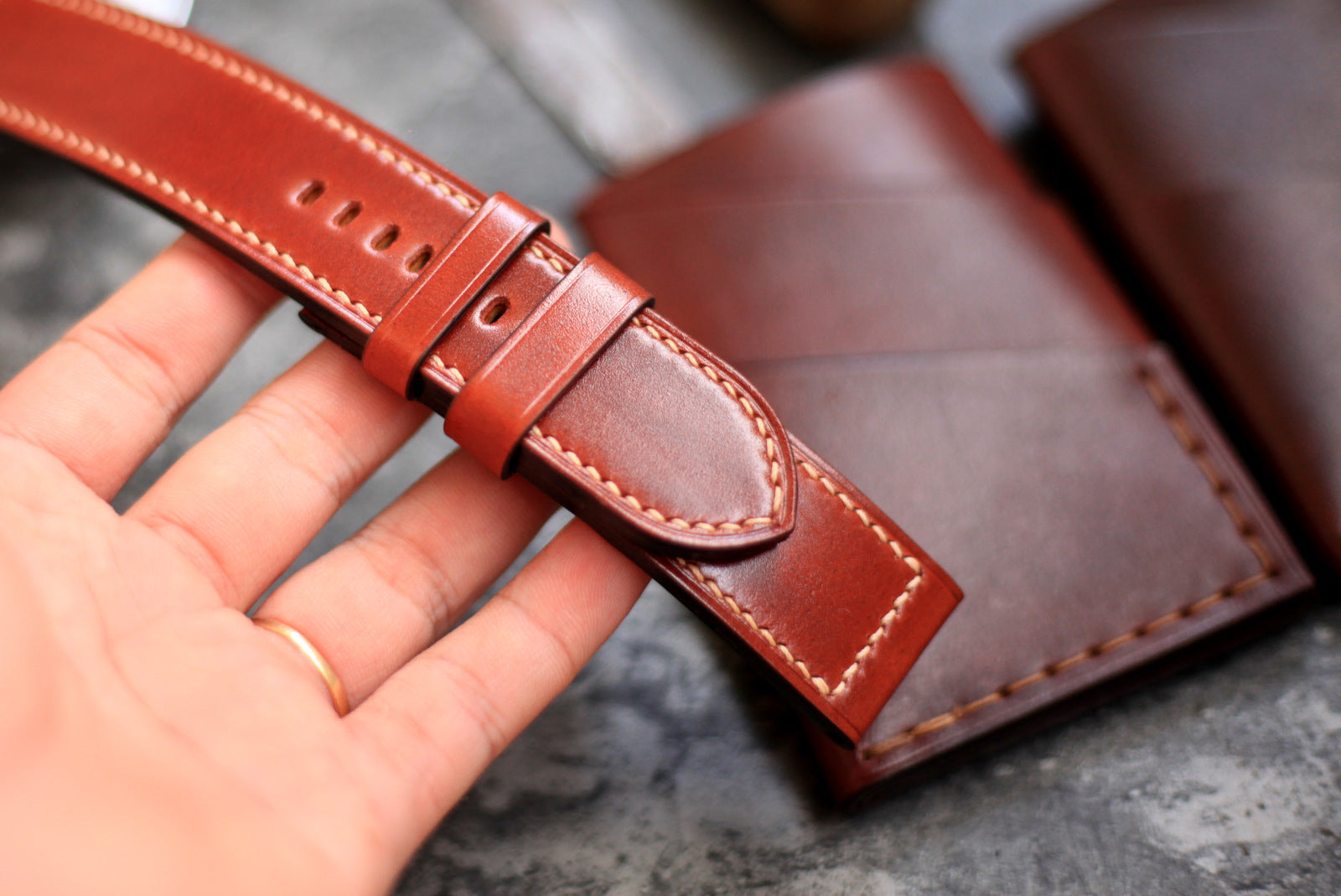 Shell Cordovan Red-Brown Leather Panerai Watch Band
