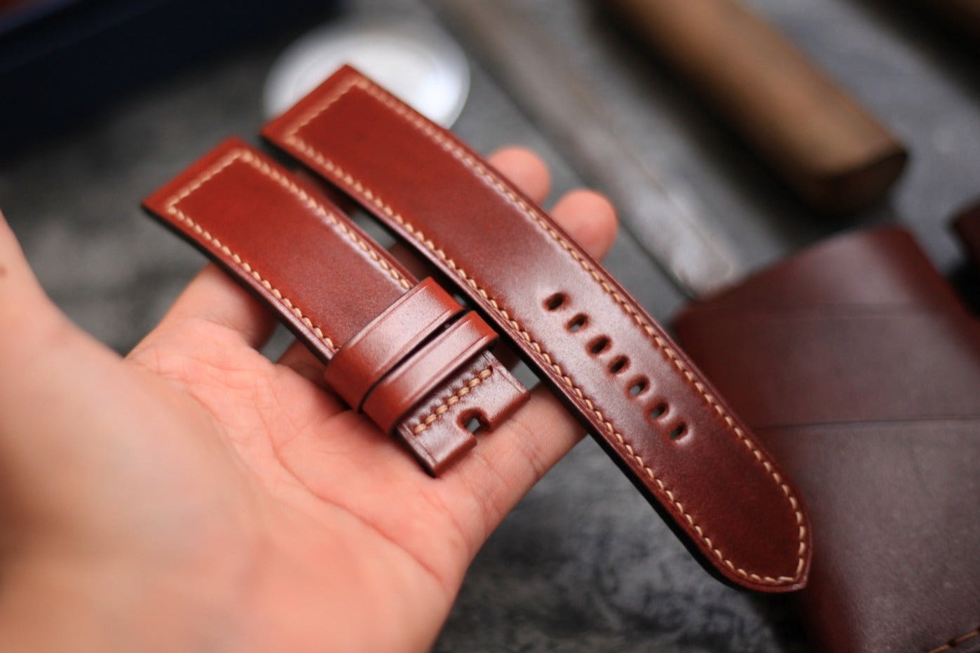 Shell Cordovan Red-Brown Leather Panerai Watch Band
