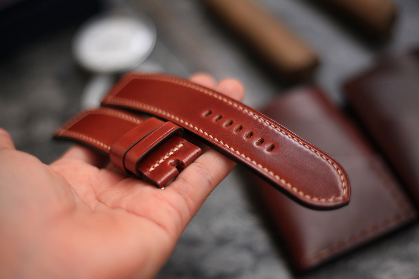 Shell Cordovan Red-Brown Leather Panerai Watch Band