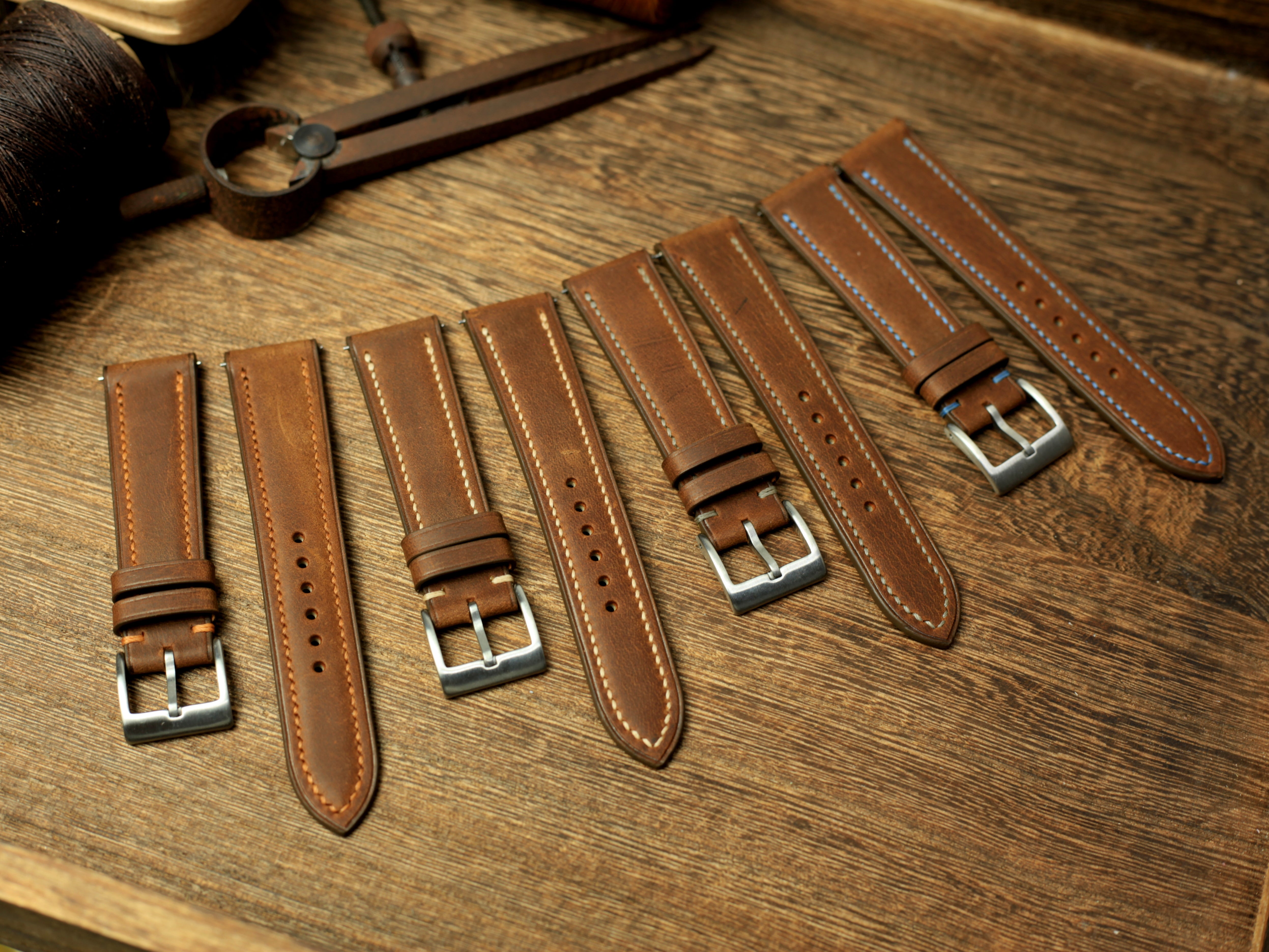 Waxy Brown Leather Watch Strap, Handmade Watch Band, Quick Release Spring Bar
