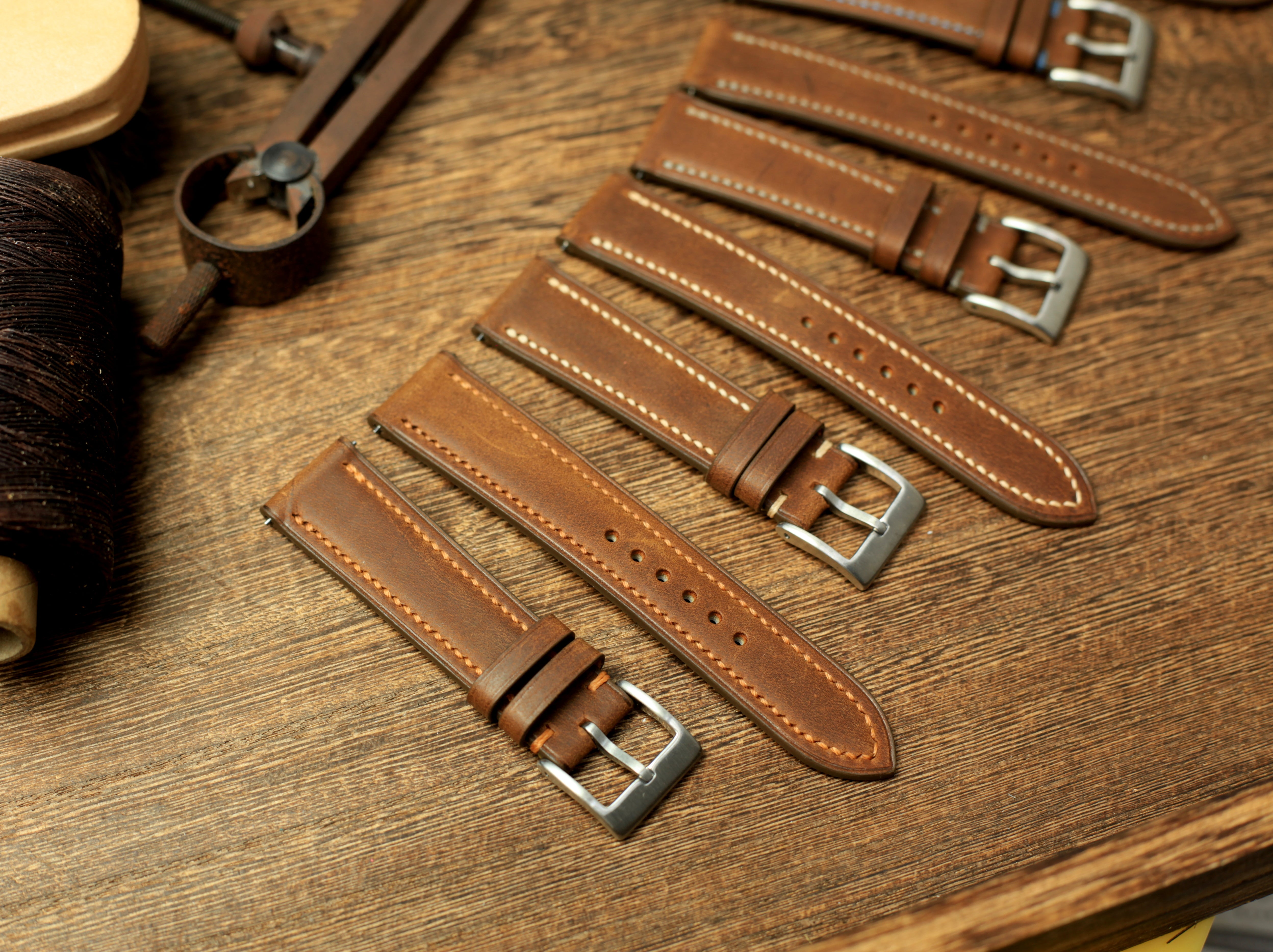 Waxy Brown Leather Watch Strap, Handmade Watch Band, Quick Release Spring Bar
