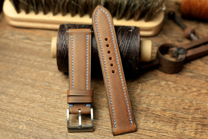 Waxy Brown Leather Watch Strap, Handmade Watch Band, Quick Release Spring Bar