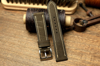 Cowhide Dark Grey Leather Watch Strap