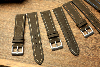 Cowhide Dark Grey Leather Watch Strap