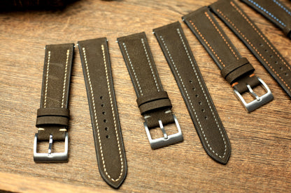 Cowhide Dark Grey Leather Watch Strap