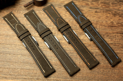 Cowhide Dark Grey Leather Watch Strap